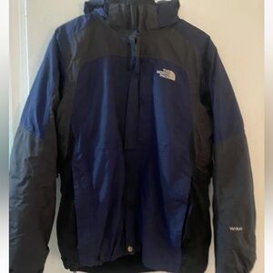 The North Face Men's Navy and Black HyVent Performance Hooded Jacket Size Large